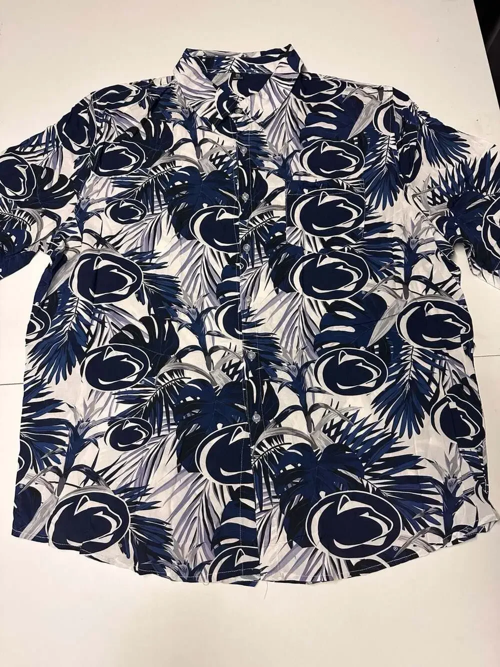 Penn State Nittany Lions Hawaiian Shirt Size 2XL Navy White Tropical